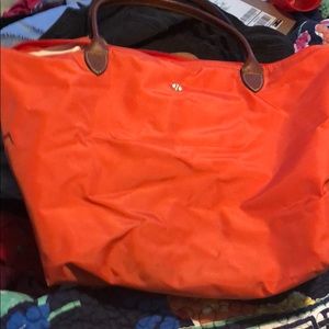 Orange authentic longchamp large tote